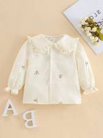 White Peter Pan Collar Long Sleeve Baby Tops 8414