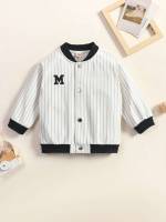 Baseball Collar Long Sleeve Preppy Regular Fit Baby  Mom 2465