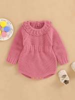 Plain Round Neck Casual Long Sleeve Baby Knitwear 5489