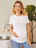 Ruched Plain Slim Fit Basics Maternity Tops 901