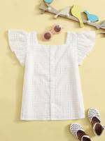 Square Neck Plain White Kids Clothing 8917