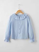 Regular Long Sleeve Peter Pan Collar Girls Blouses 6490