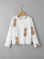 Round Neck Fruit&Vegetable White Long Sleeve Kids Clothing 4189