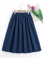 Plain Knee Length  Girls Skirts 9689