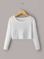 Plain Regular Fit Round Neck Casual Girls Sweaters 1645