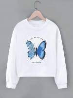 Butterfly Casual White Crop Kids Clothing 975