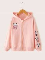 Cartoon Regular Fit Long Sleeve Zipper Girls Sweatshirts 374