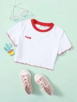 Regular Fit Short Sleeve Heart Casual Kids Clothing 3459