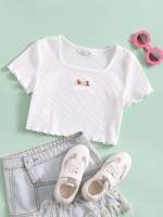  Scoop Neck White Casual Kids Clothing 1927