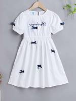 Regular Fit Embroidery Short Cute Kids Clothing 945