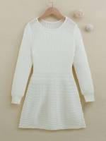 Plain Long Sleeve White Girls Clothing 5761