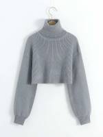 Long Sleeve White Casual Crop Girls Knitwear 1183