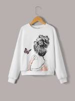 Round Neck Casual Girls Sweatshirts 8800