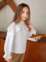 Ruffle Regular Fit Stand Collar Long Sleeve Girls Clothing 191