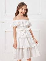  White Off the Shoulder Girls Clothing 6477