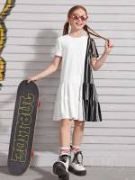  Short Sleeve Ruffle Hem Girls Clothing 120