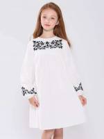  Long Sleeve Floral Round Neck Girls Dresses 531