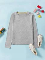 Regular Long Sleeve Plain White Toddler Boys Clothing 4514