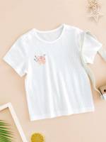  White Casual Round Neck Kids Clothing 7016