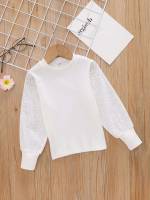  Plain Regular White Toddler Girls Tops 6709