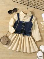  Collar Regular Fit Button Toddler Girl Two-piece Outfits 555