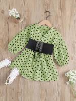 Long Sleeve Corset Polka Dot Dressy Toddler Girls Clothing 1454