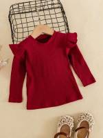 Regular Regular Fit Casual Round Neck Toddler Girls Tops 739