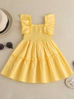 Plain Straps Ruffle Toddler Girl Dresses 96