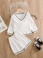  White Striped Toddler Girls Clothing 2344