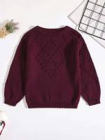  Plain Regular Round Neck Toddler Girls Knitwear 6662