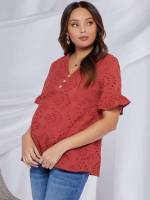  Button Front Short Sleeve Boho Maternity 9940