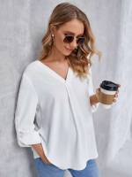  White Button Casual Maternity Blouses 4320