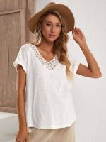 V neck White Regular Fit Casual Maternity 3965