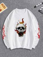 Regular Fit Round Neck Street Long Sleeve Men Hoodies  Sweatshirts 7483