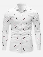  White Regular Long Sleeve Men Shirts 235