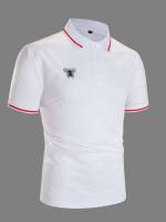 Short Sleeve Embroidery White Regular Men Tops 1162