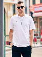 Round Neck Letter Short Sleeve Regular Men Tops 119