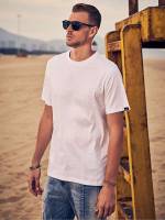 White Regular Slogan Round Neck Men Tops 659