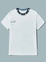 Regular Fit Letter Round Neck Men Clothing 942