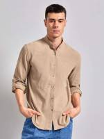 Basics White Long Sleeve Men Shirts 653