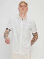 Casual White Regular Collar Men Shirts 9387