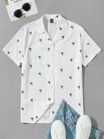  Tropical White Lapel Men Shirts 9318