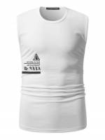 Slogan Regular Fit White Regular Men Sports Tees  Tanks 4135