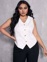  Casual Plain Plus Size Blazers 7611