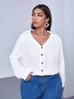  Long Sleeve V neck Regular Fit Plus Size Tops 960