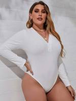  White Long Sleeve Plus Size Jumpsuits  Bodysuits 104