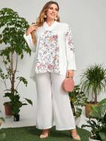  Elegant Floral White Plus Size Co-Ords 675