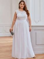 Maxi Sleeveless Scoop Neck White Wedding  Special 652