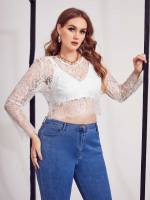  Regular Fit Crop Round Neck Plus Size Women Tops 7437