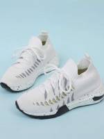 Colorblock Lace Up Sporty White Shoes 4398